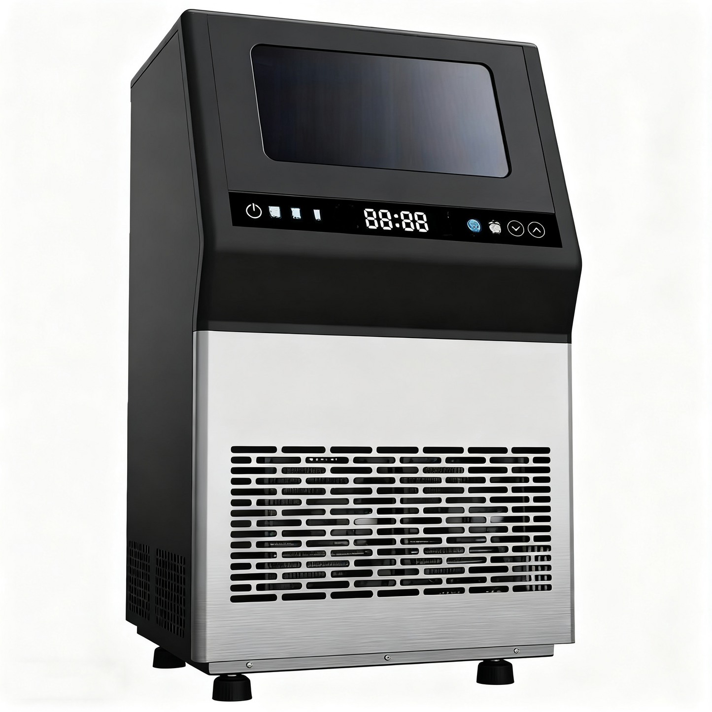 Black Commercial Ice Maker 110V, Fully Automatic Large Capacity Cube Ice Machine for Milk Tea Shops