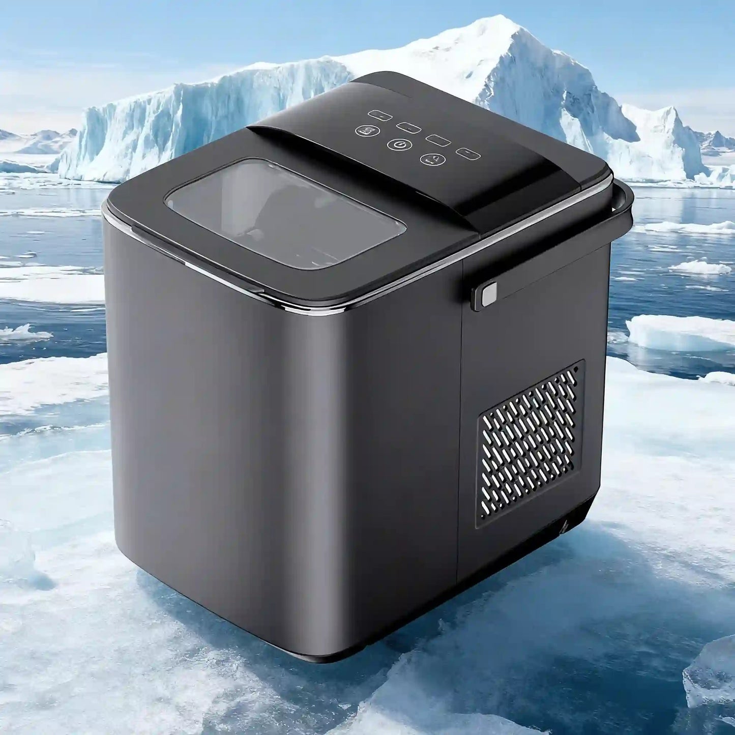 Black Mini Ice Maker 110-220V, Fully Automatic Cube Ice Machine for Home, Plug-In Operation
