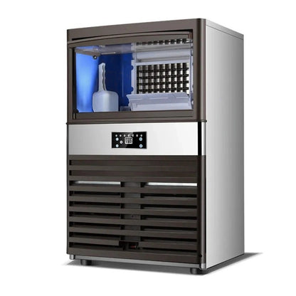 Black Large Commercial Ice Maker 110V US Plug, Fully Automatic Cube Ice Machine for Bar & Home