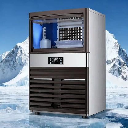 Black Large Commercial Ice Maker 110V US Plug, Fully Automatic Cube Ice Machine for Bar & Home