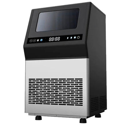 Black Commercial Ice Maker 110V, Fully Automatic Large Capacity Cube Ice Machine for Milk Tea Shops