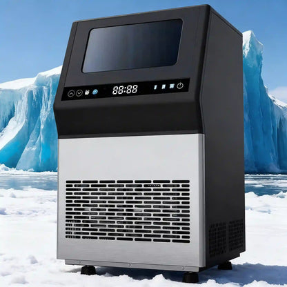 Black Commercial Ice Maker 110V, Fully Automatic Large Capacity Cube Ice Machine for Milk Tea Shops