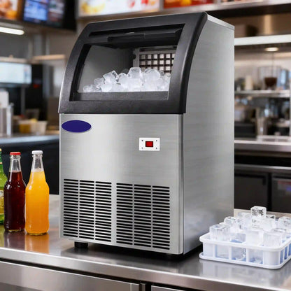 Commercial Foam Ice Maker Machine 220V, Fully Automatic High-Efficiency Ice Cube Maker for Milk Tea Shops and Bars (0.565KW)