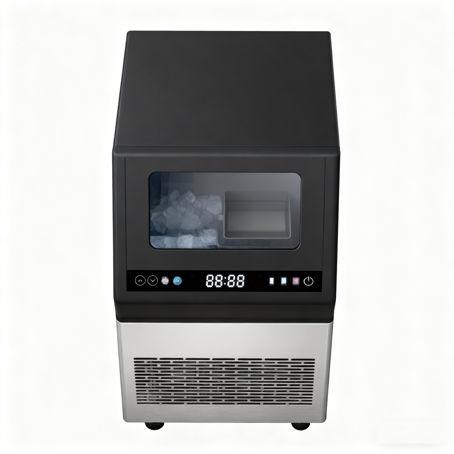 Black Commercial Ice Maker 110V, Fully Automatic Large Capacity Cube Ice Machine for Milk Tea Shops