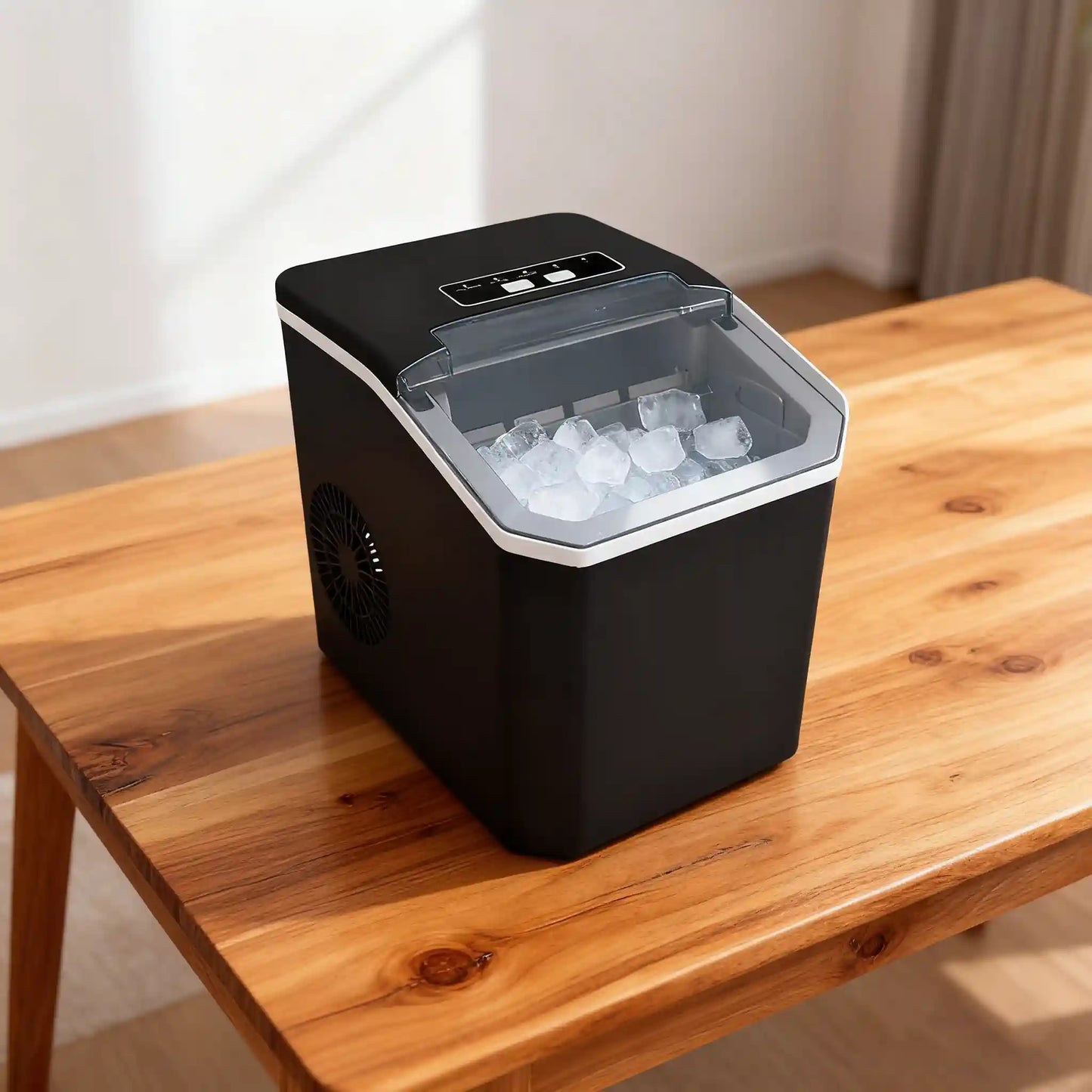 Black Mini Ice Maker HZB-20F, Fully Automatic Bullet Ice for Home, Café & Dorm