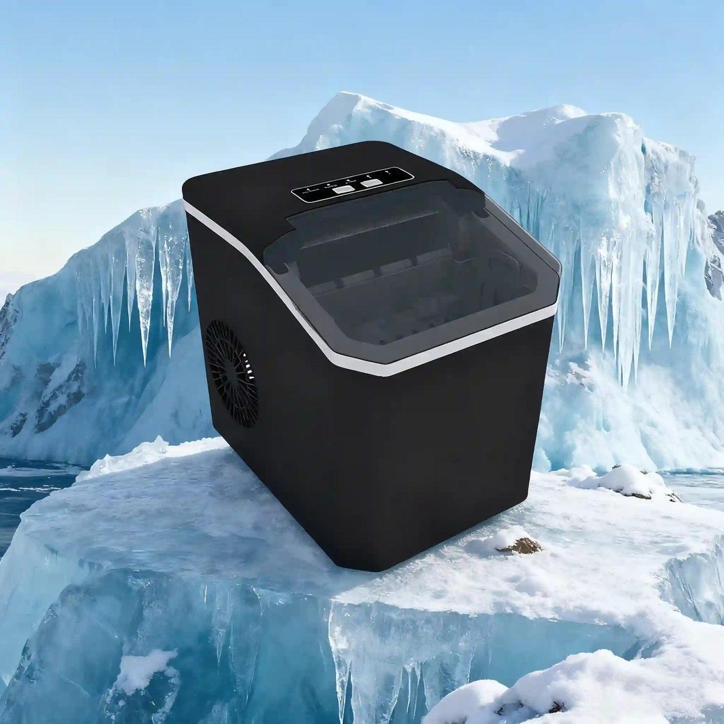 Black Mini Ice Maker HZB-20F, Fully Automatic Bullet Ice for Home, Café & Dorm